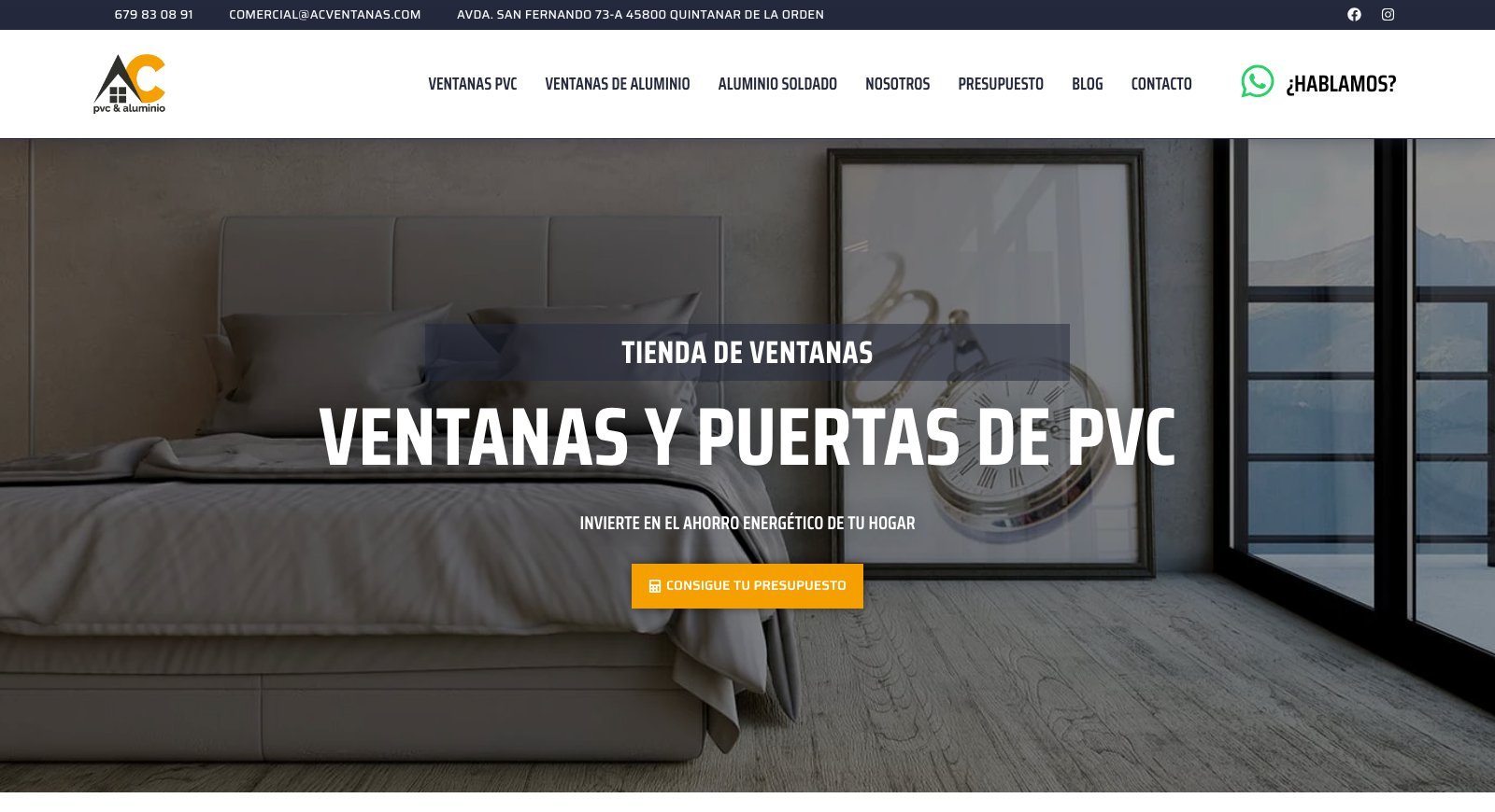 Web de AC Ventanas, distribuidor de ventanas y puertas de PVC y aluminio